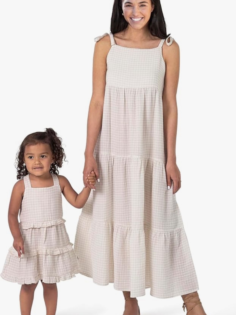 Women's Cream Maxi Sundress with Tie Straps